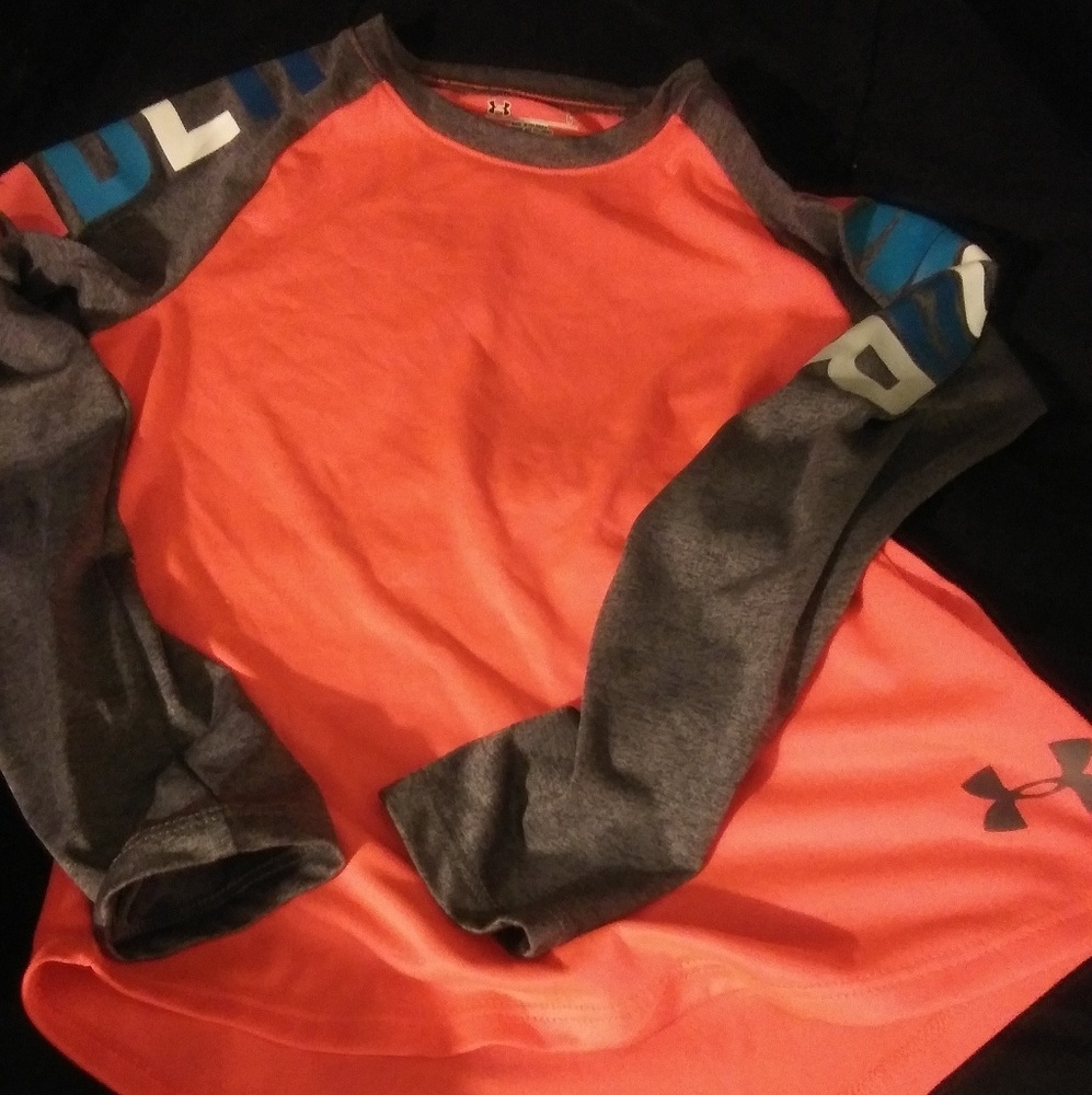 Girls 6 pink Grey under Armour baseball tee NWT